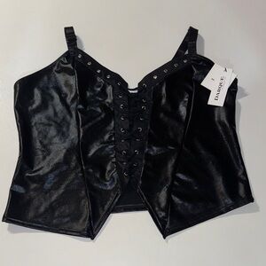 Hustler Hollywood Black Lace-Up Corset/Tank Top